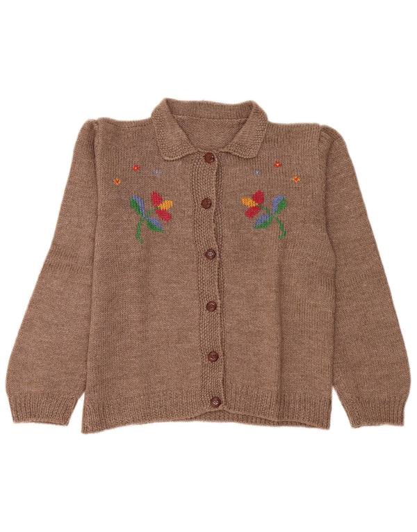 Pulover Cardigan Vintage pentru Damă UK 16 Mare Maro Floral