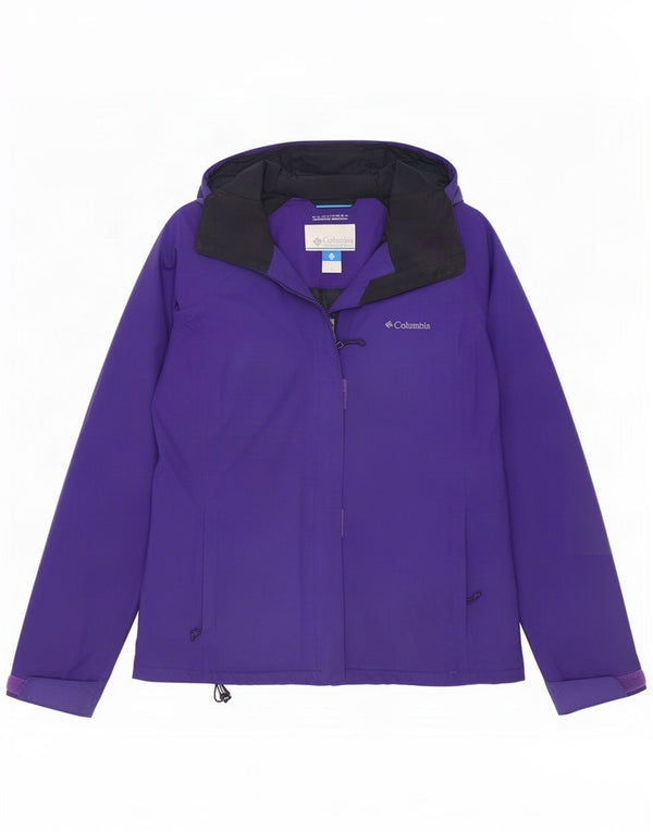 Columbia Womens Omni-Tech Hooded Rain Jacket UK 18 XL Purple Nylon