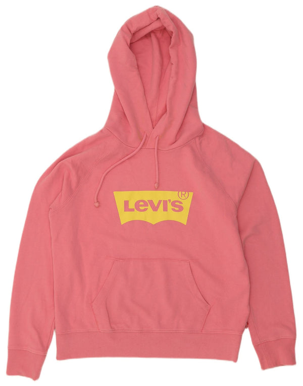 Pulover Levi's pentru damă cu capota cu grafică UK 14, bumbac roz mediu