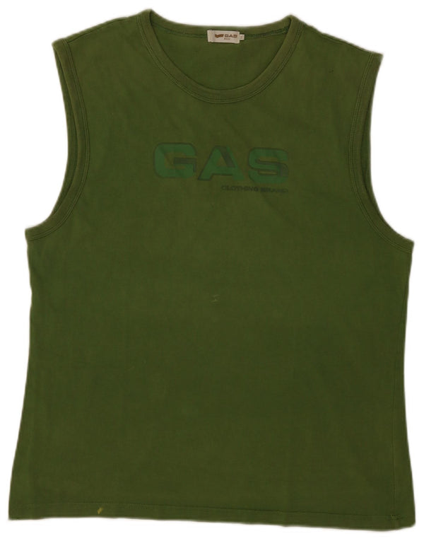 Gas Mens Graphic Vest Top XL Verde Bumbac