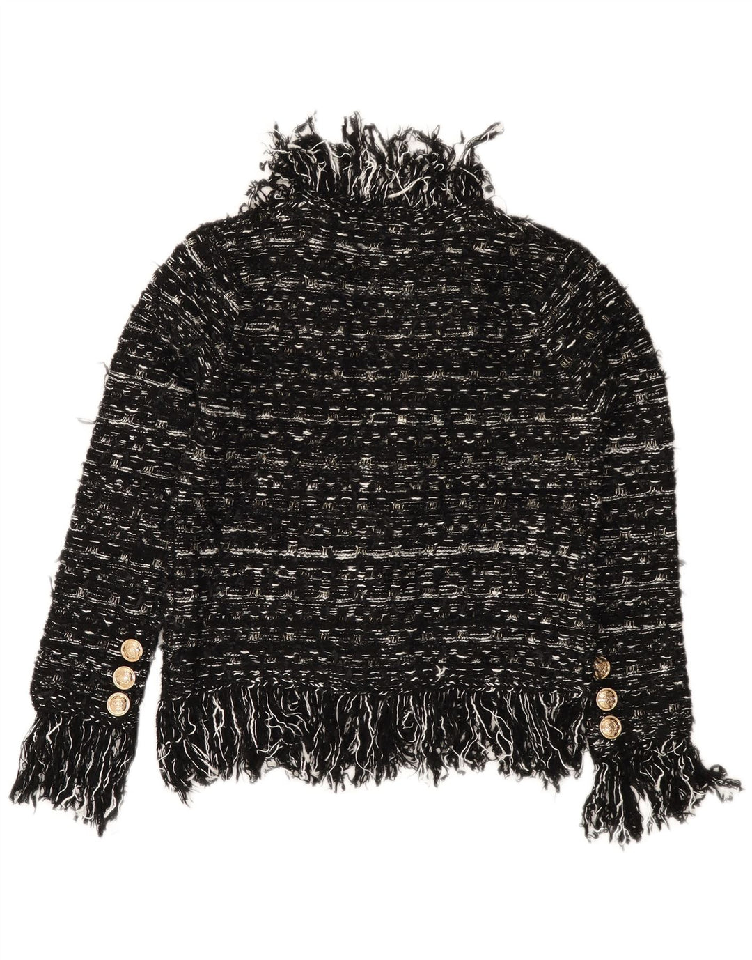 Pulover cardigan VINTAGE pentru femei UK 10 Acrilic cu dungi negre mici