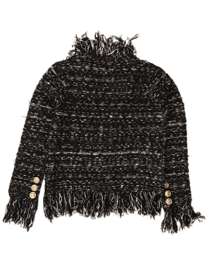 Pulover cardigan VINTAGE pentru femei UK 10 Acrilic cu dungi negre mici