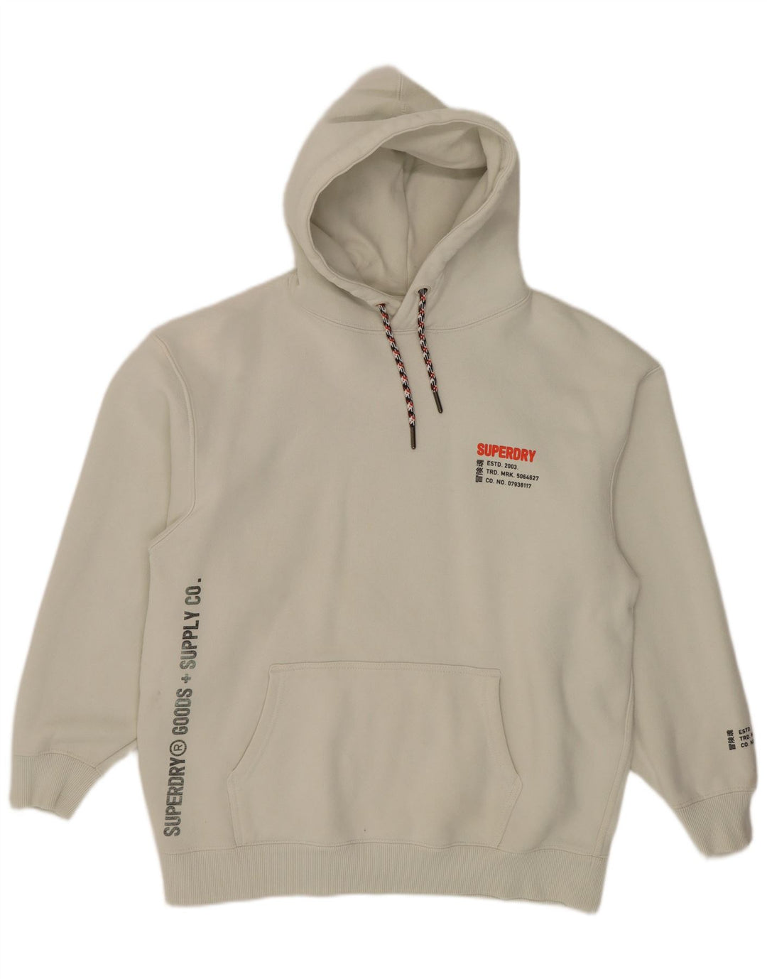 Pulover cu glugă grafic Superdry pentru bărbați, bumbac alb mediu