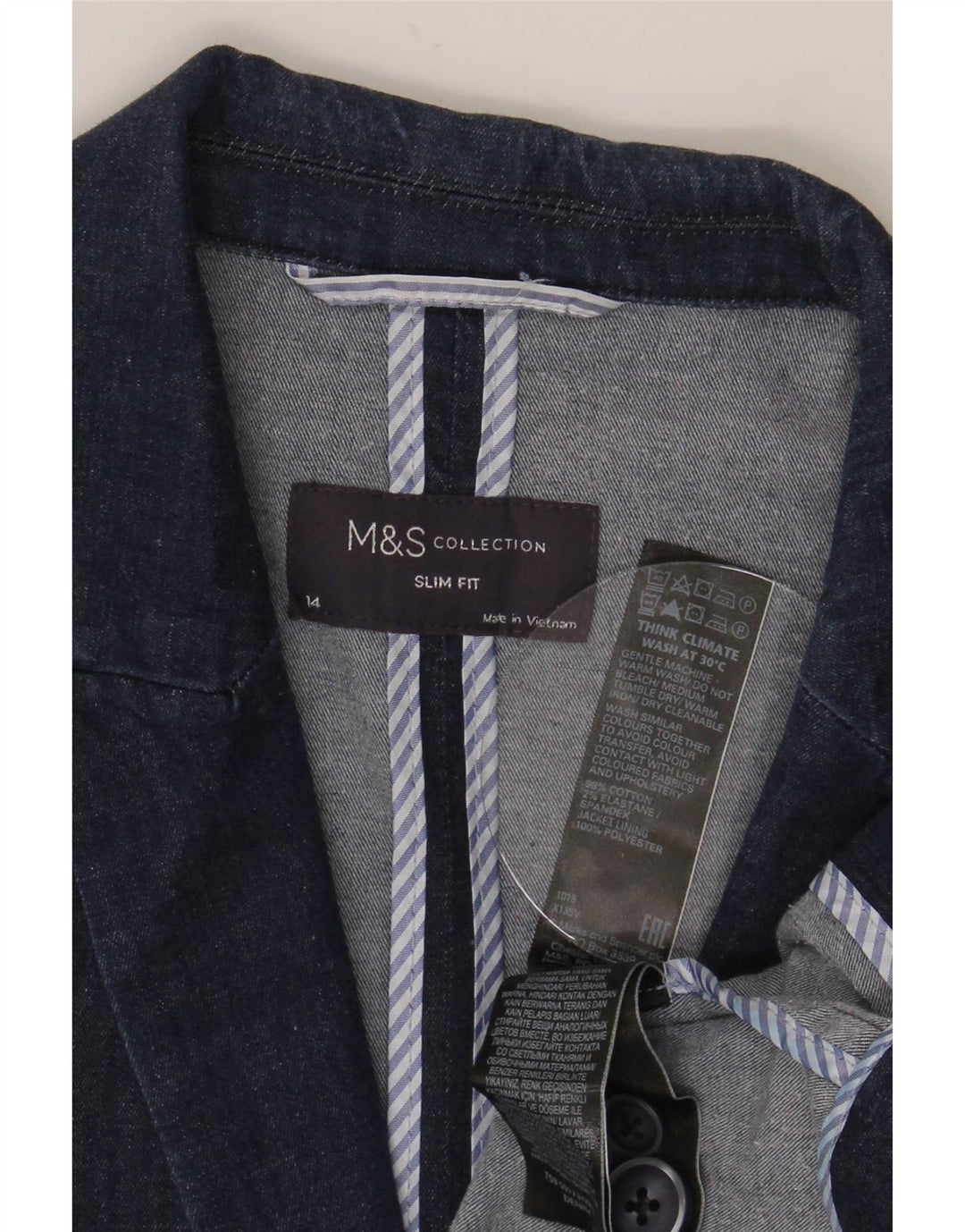 Jachetă pentru femei Marks & Spencer cu 1 buton, UK 14, bleumarin mediu