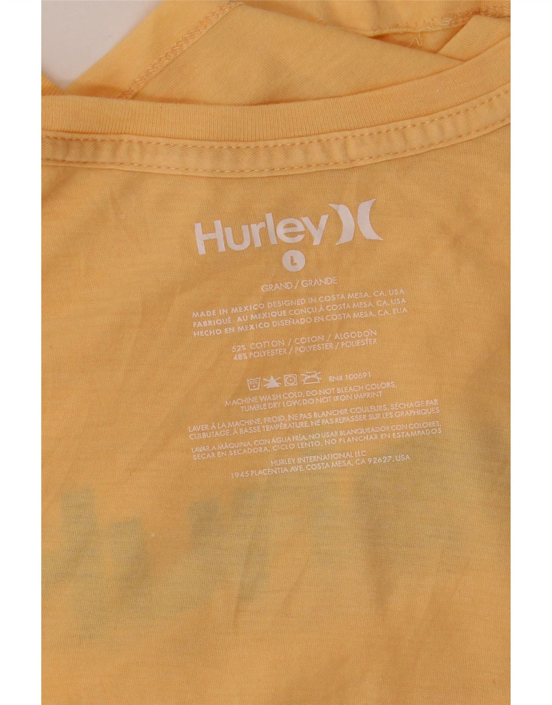 Tricou grafic HURLEY pentru bărbați Top mare din bumbac galben