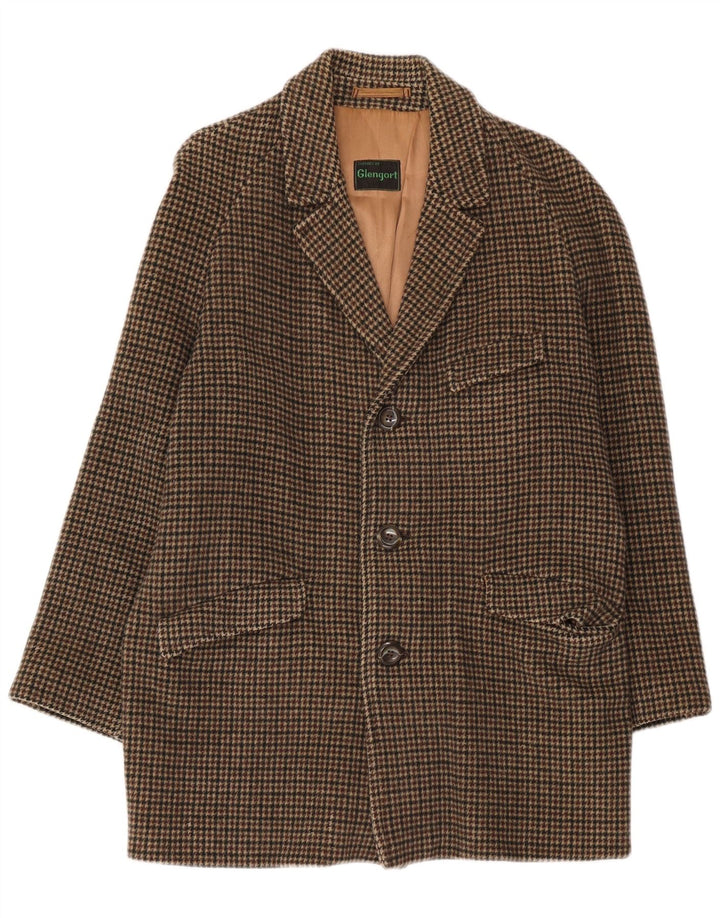 Pardesiu vintage pentru bărbați UK 36 mic maro Houndstooth