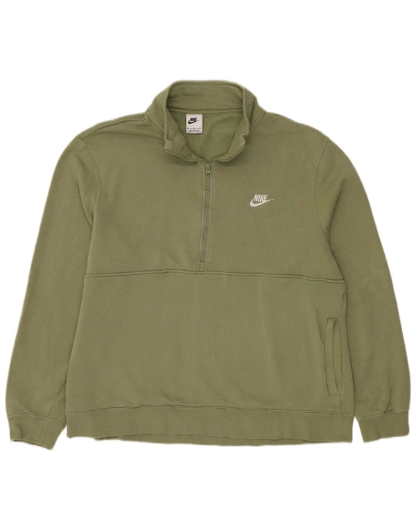 Hanorac pentru bărbați Nike, cu fermoar, cu gât, XL, bumbac verde