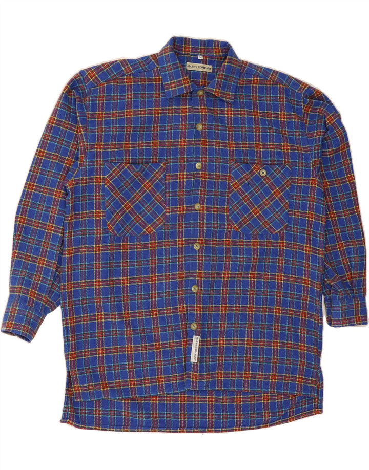 VINTAGE Mens Flannel Shirt Medium Blue Check Cotton Vintage Vintage and Second-Hand Vintage from Messina Hembry 