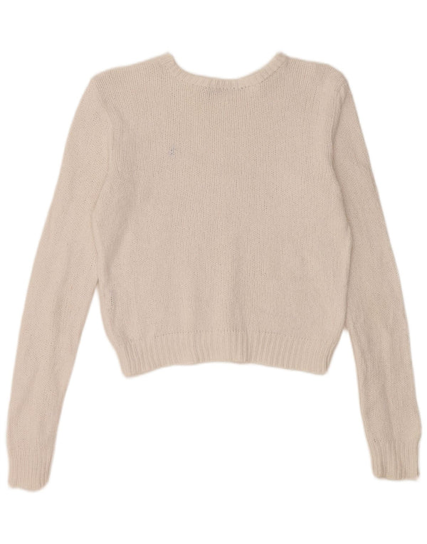 Pulover RALPH LAUREN pentru femei, crop cu gât de barcă, UK 12 Medium White