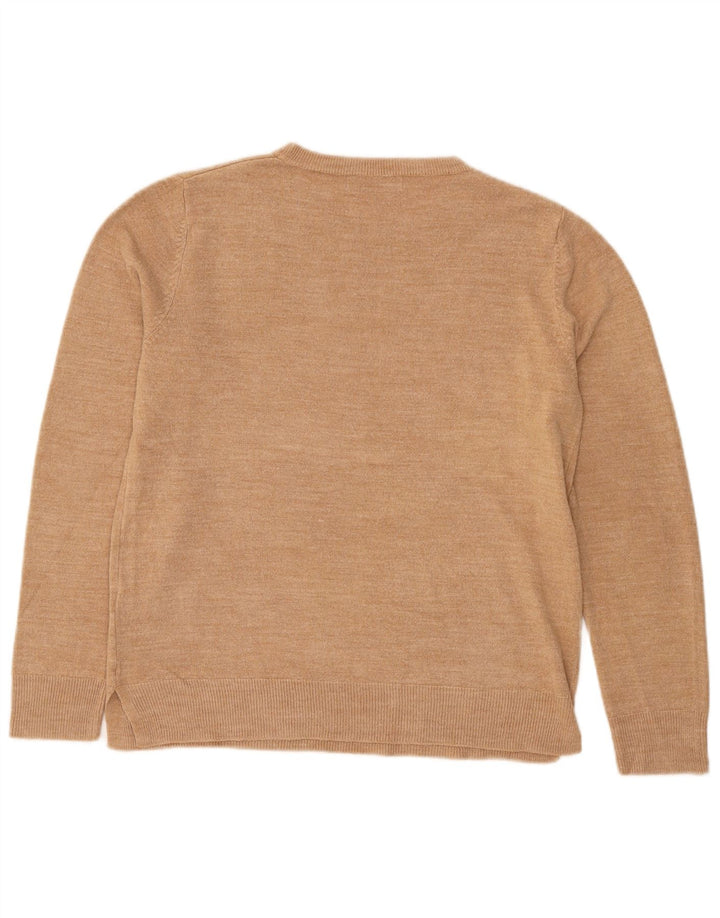 Pulover pentru femei Marks & Spencer cu decolteu rotund UK 14 Medium Bej Acrilic