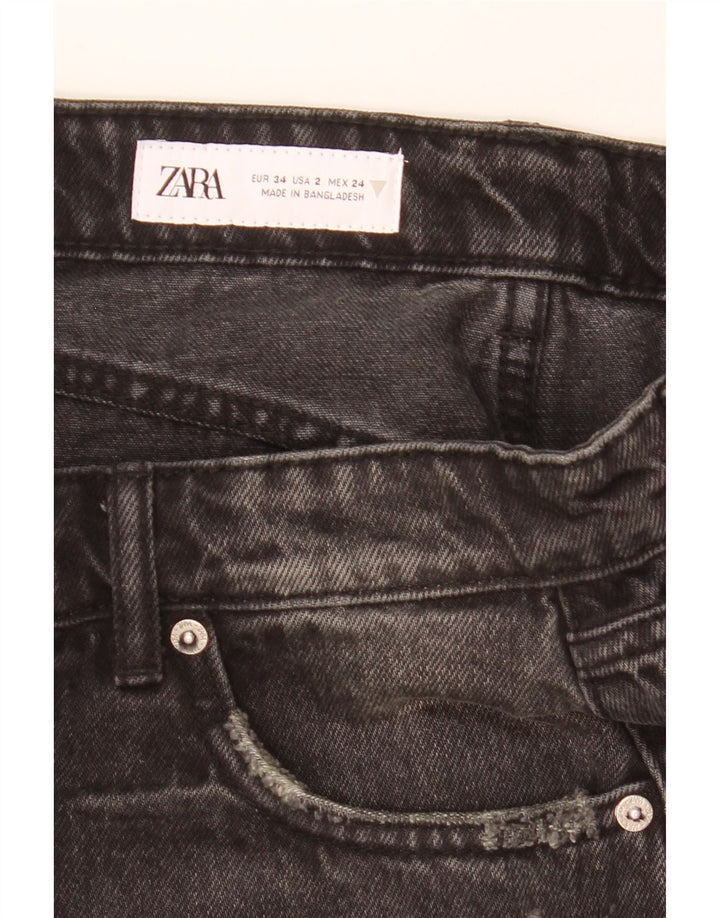 Pantaloni scurți din denim învechit pentru femei ZARA EU 34 2XS W24 Negru