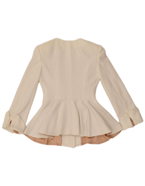Jachetă Blazer pentru Femei Elisabetta Franchi cu fermoar complet IT 38 XS Poliester alb