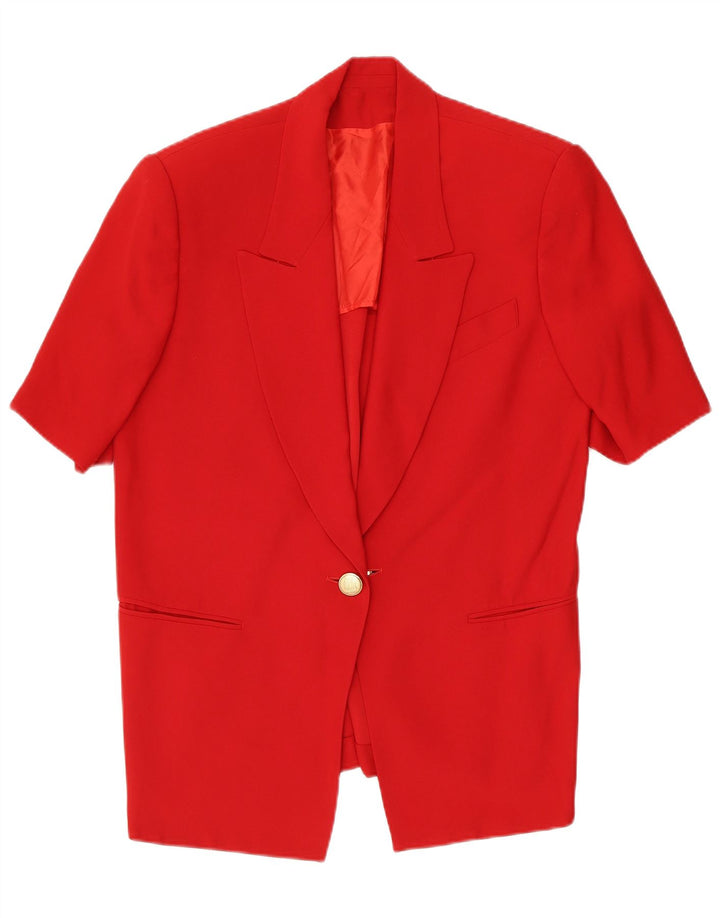 Jachetă vintage pentru femei, cu 1 buton, cu mânecă scurtă, UK 14, roșu mediu