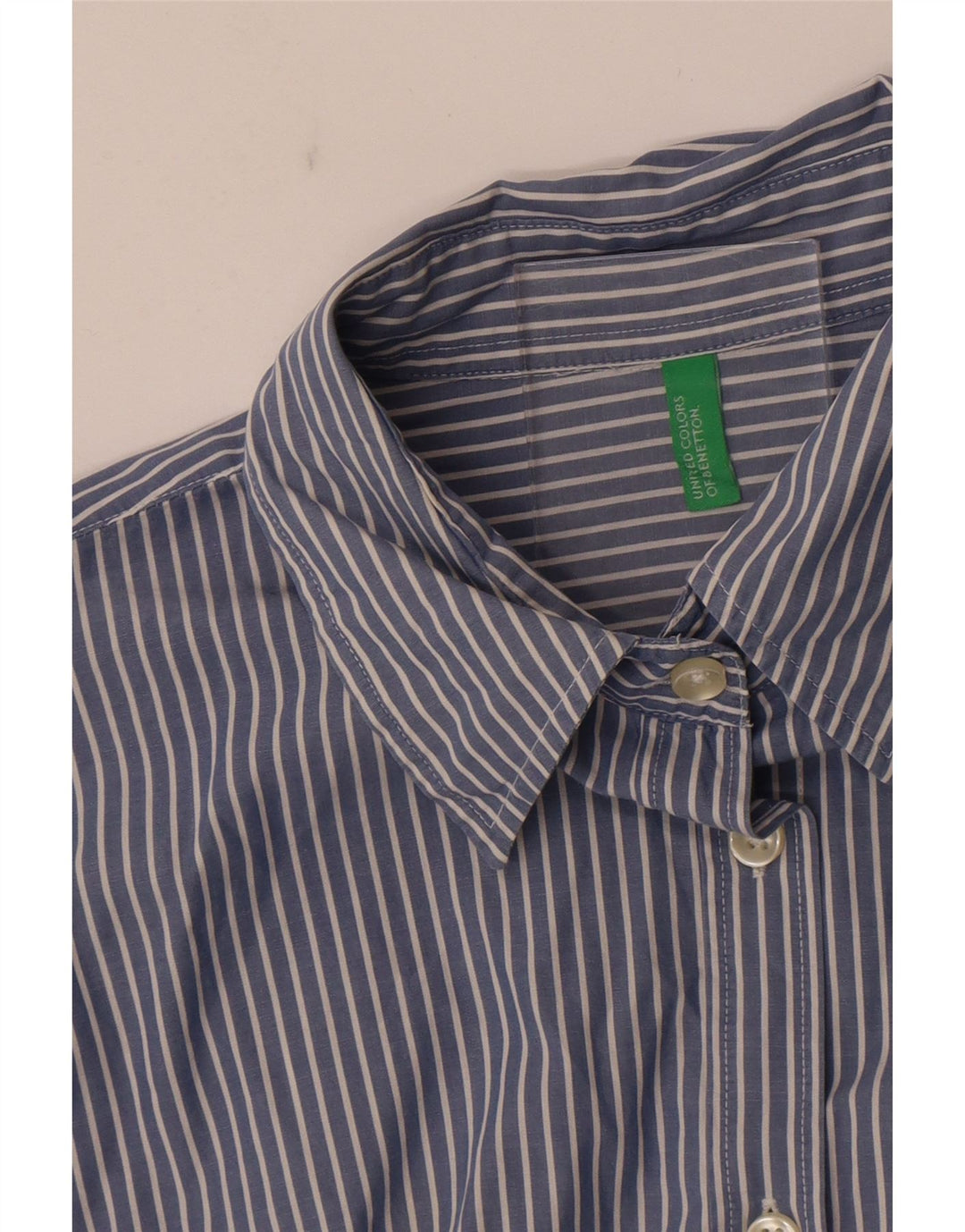 Cămașă Benetton pentru femei UK 14 Medium Blue Pinstripe