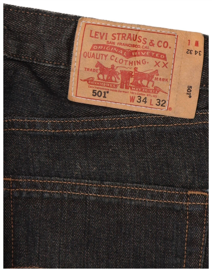 Blugi drepti pentru bărbați LEVI'S 501 W34 L30 bumbac bleumarin