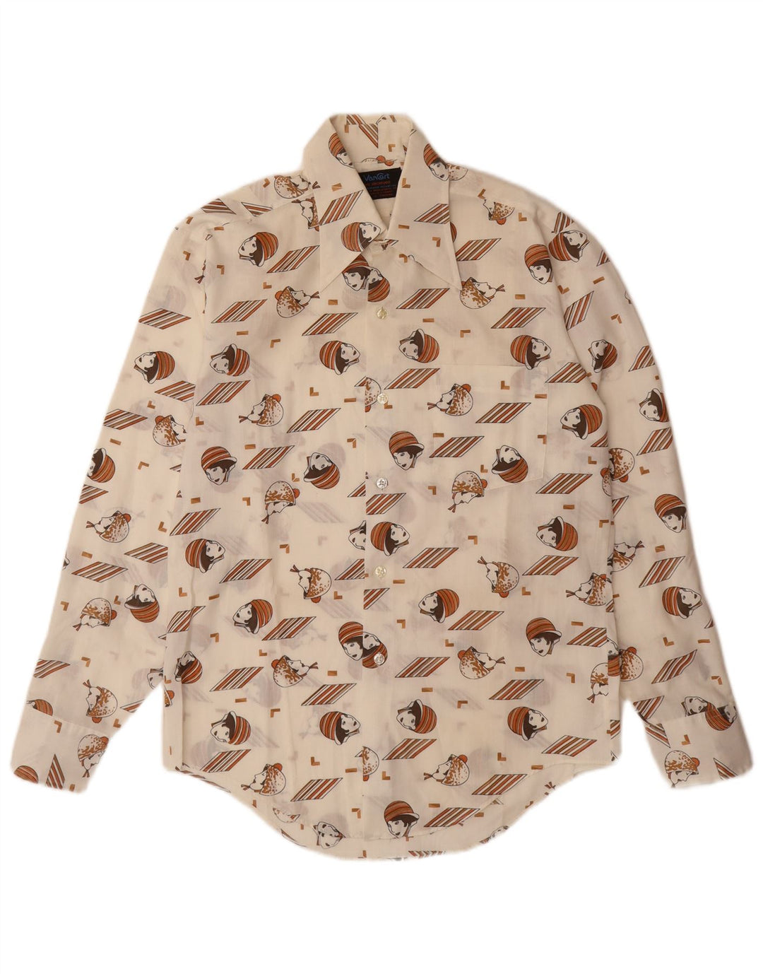 Cămașă pentru bărbați VINTAGE cu model abstract Mărimea 14 14 1/2 Mic alb