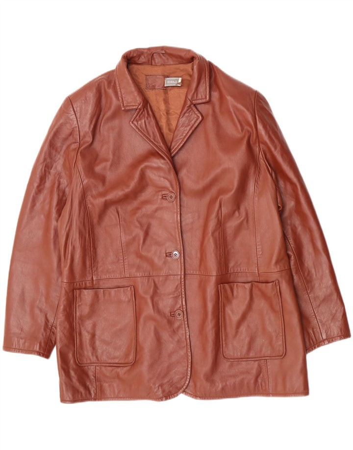 Jachetă Blazer din piele cu 3 nasturi Classics pentru femei UK 26 5XL Piele maro