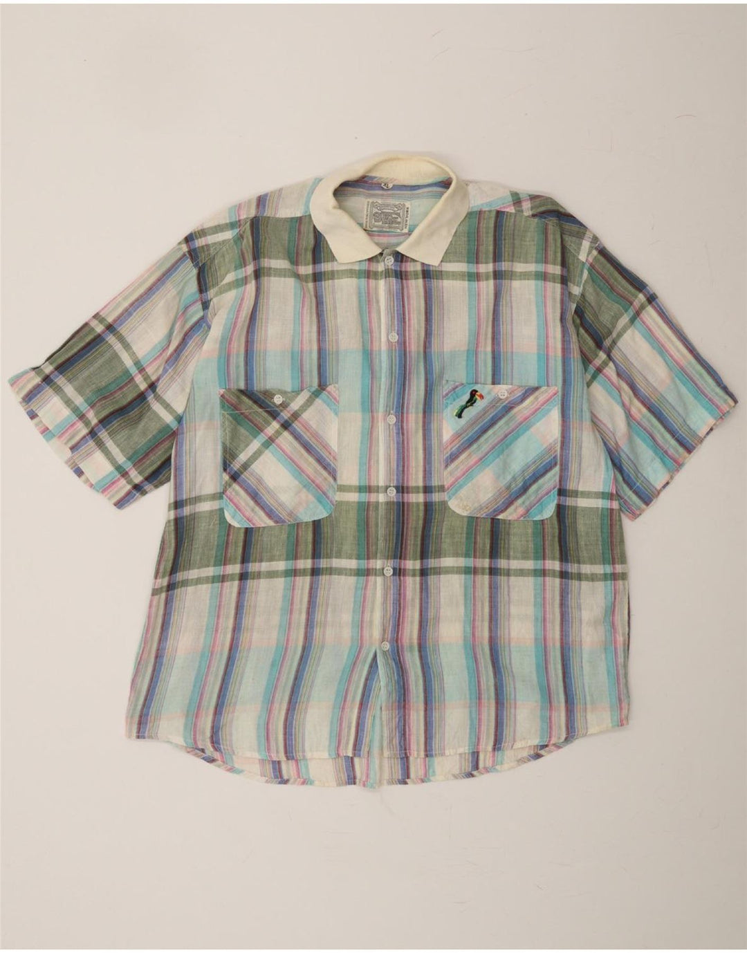 VINTAGE Mens Short Sleeve Shirt XL Multicoloured Check Vintage Vintage and Second-Hand Vintage from Messina Hembry 