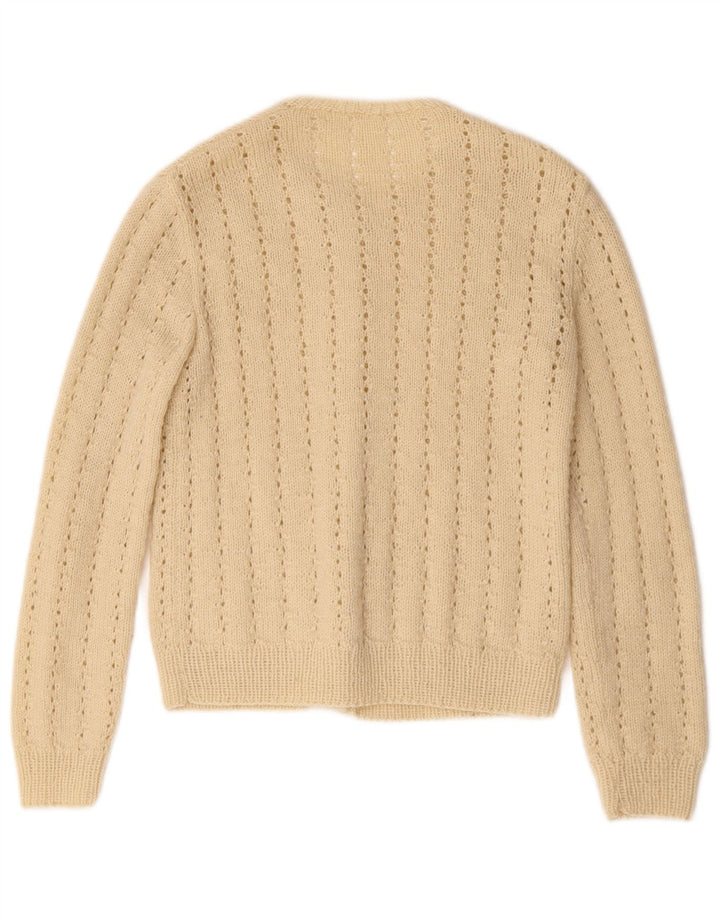 Pulover Cardigan Vintage pentru Damă UK 10 Mic Bej