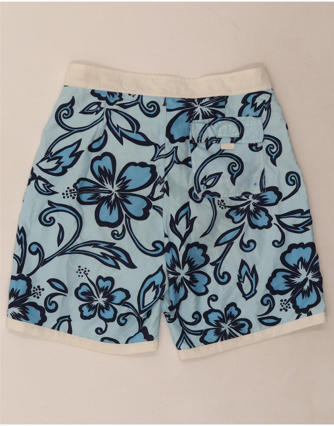 Sundek Pantaloni scurți de baie pentru bărbați, poliester, flori, albastru mediu