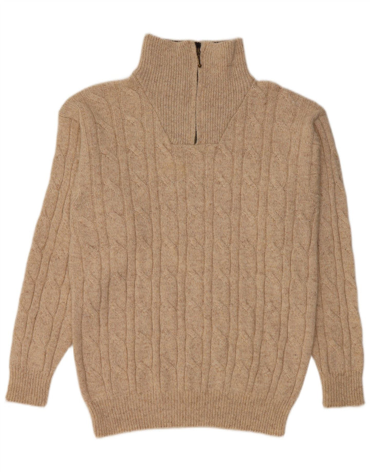 GIANI FEROTI Pulover pentru bărbați cu fermoar și gât, lână mare, bej