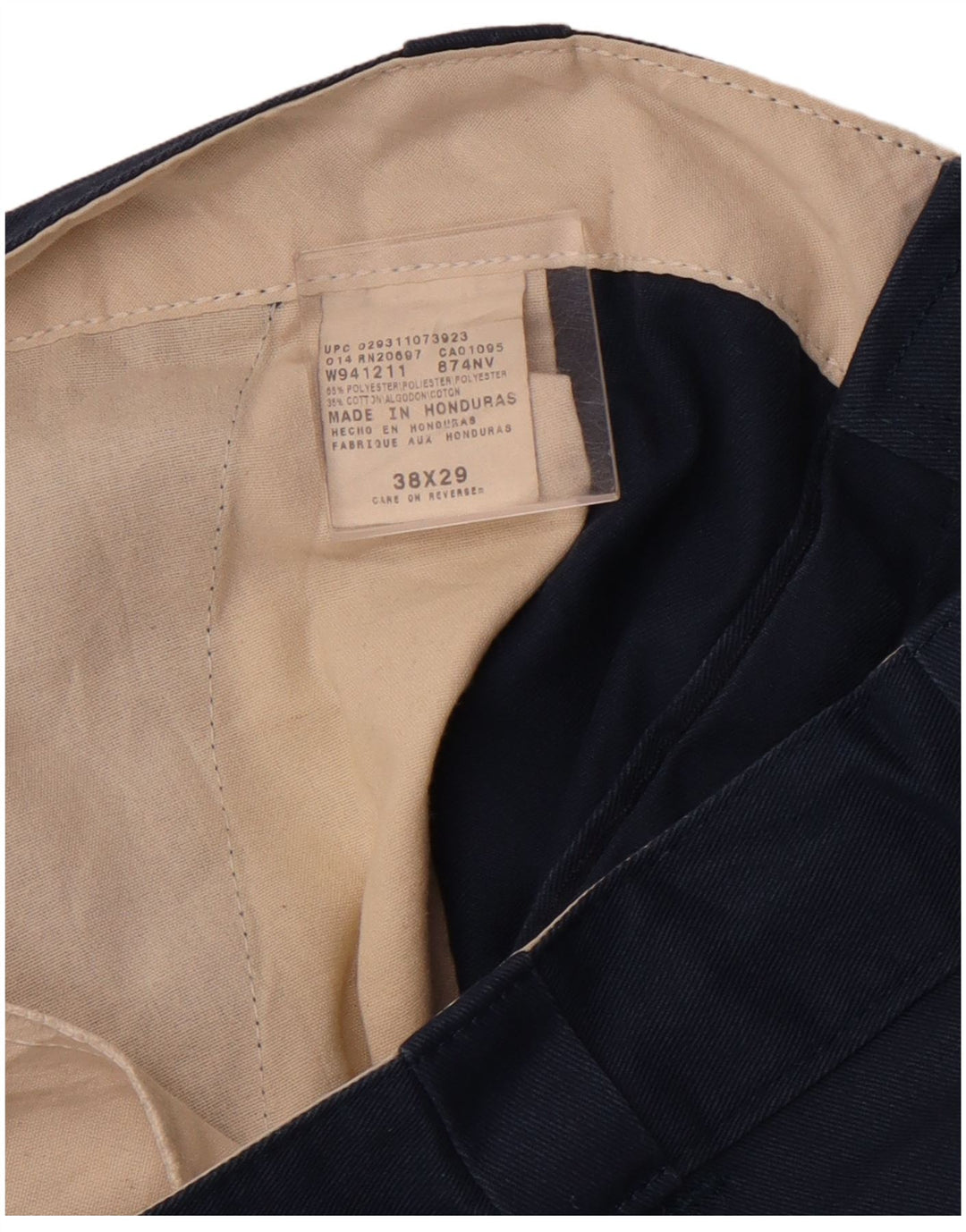 DICKIES Mens Straight Chino Trousers W38 L29 Navy Blue Polyester