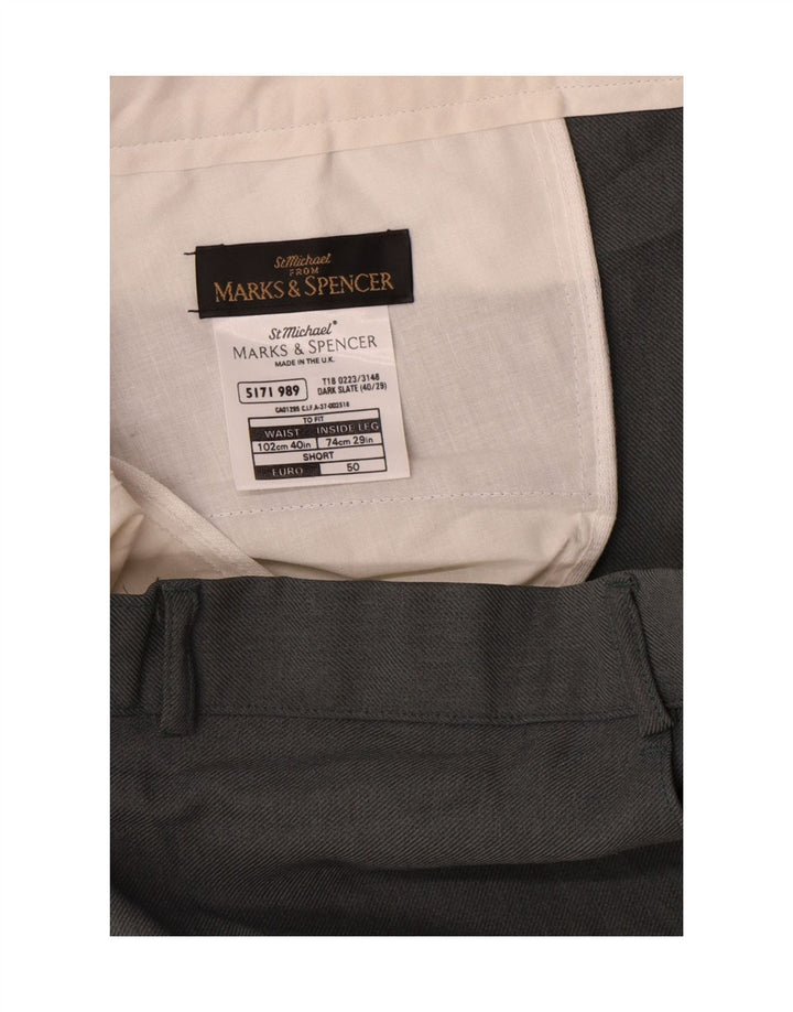 Pantaloni chino drepți pentru bărbați Marks & Spencer L40 L29 poliester gri