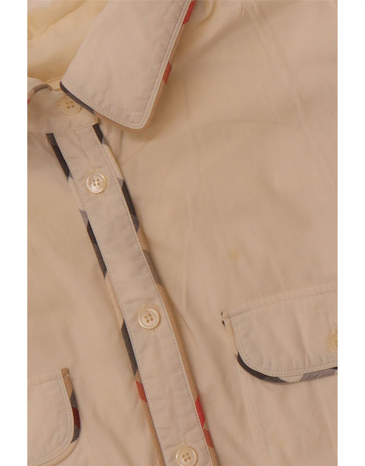 Cămașă militară fără mâneci pentru femei BURBERRY UK 14 mare bumbac alb