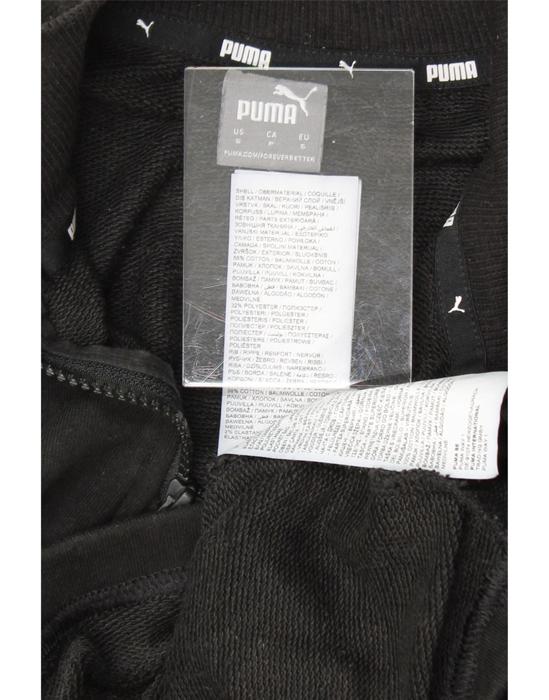 PUMA Womens Oversized Crop Sweatshirt Jumper UK 10 Small Black Colourblock Vintage Puma and Second-Hand Puma from Messina Hembry 