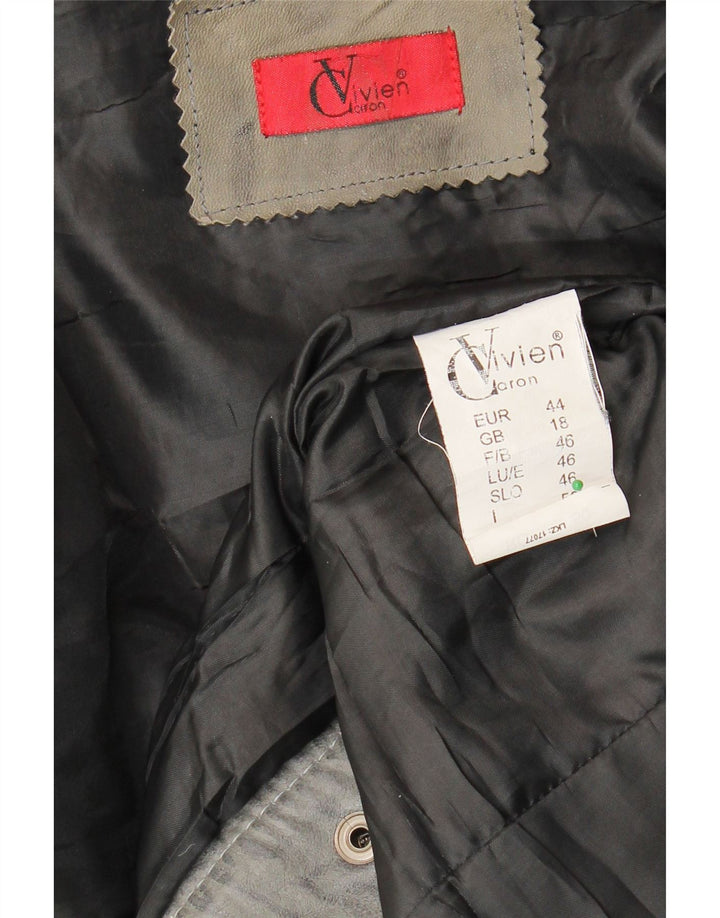 VIVIEN CARON Womens Suede Jacket UK 18 XL Grey Leather