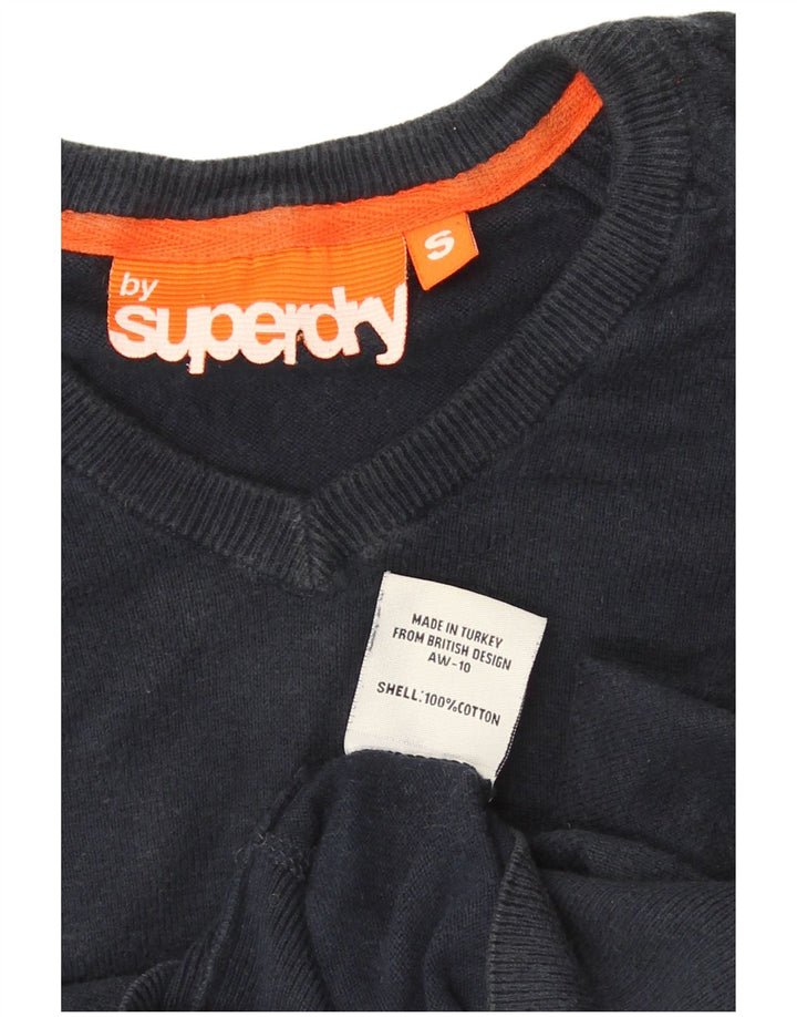 Pulover cu decolteu în V Superdry pentru bărbați, bumbac bleumarin mic