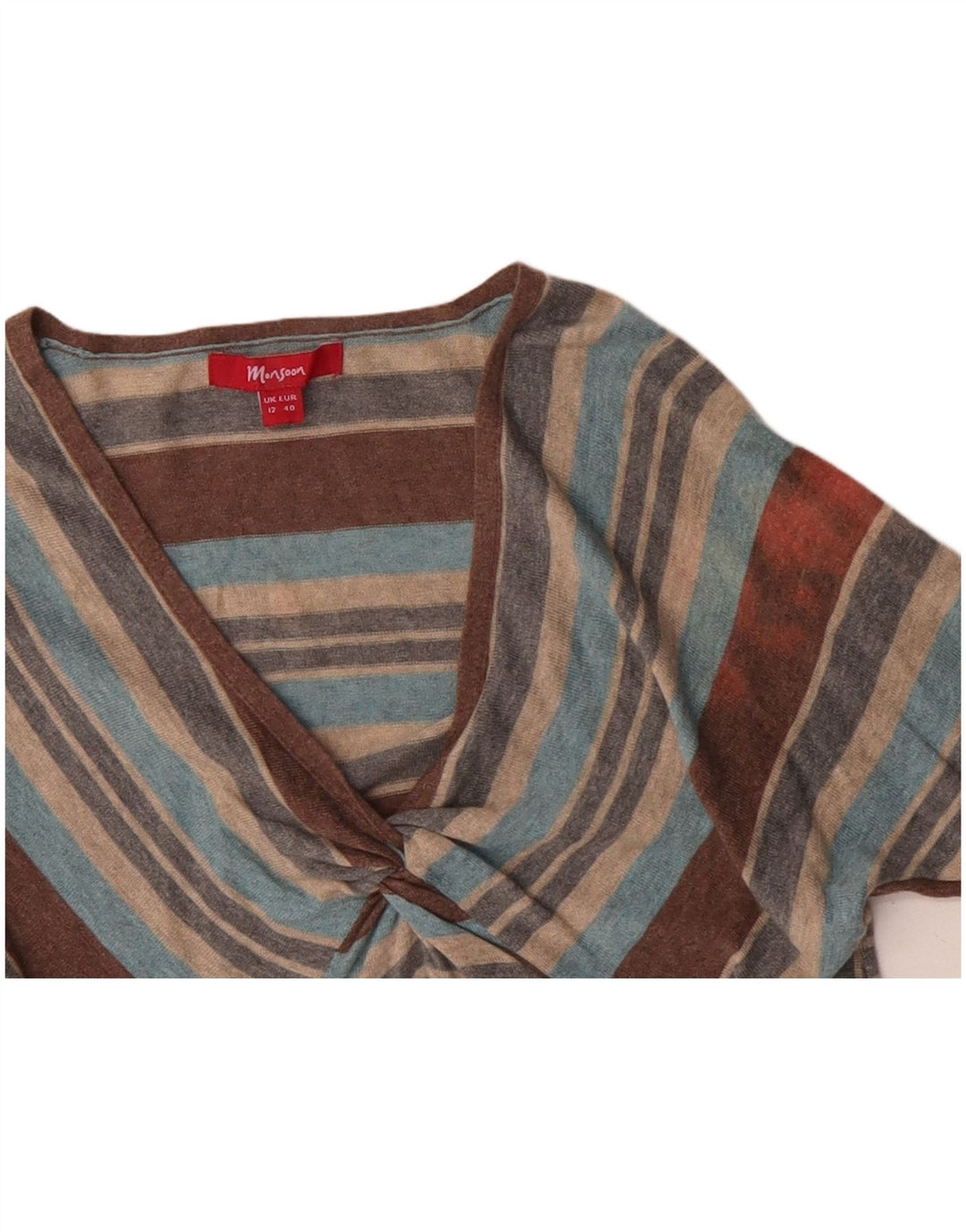 MONSOON Pulover cu decolteu în V pentru femei UK 12 Medium, multicolore, cu dungi