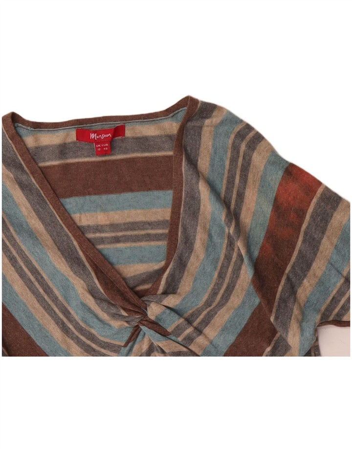 MONSOON Pulover cu decolteu în V pentru femei UK 12 Medium, multicolore, cu dungi
