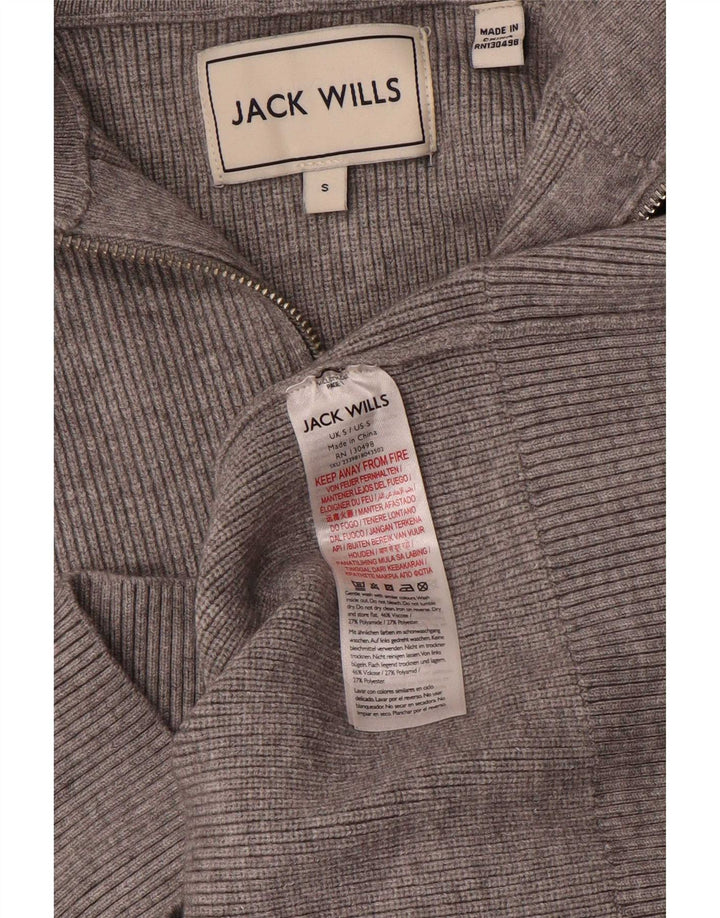 Pulover Jack Wills pentru bărbați, cu fermoar și gât, din viscoză mică, gri