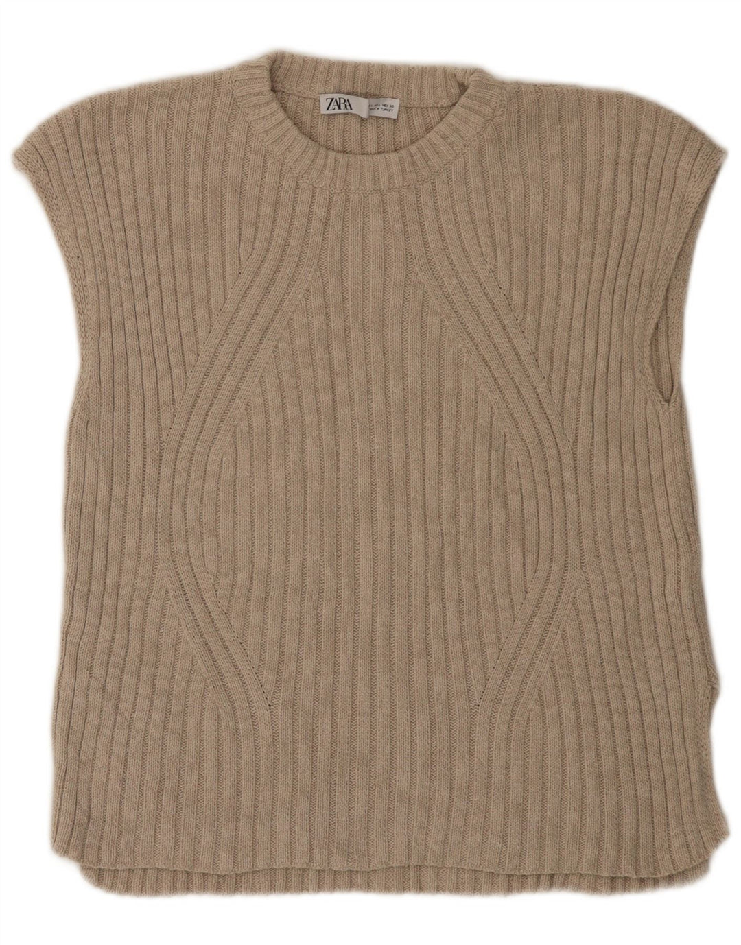 Zara Femei Vest Tank Top UK 16 Mare Bej Poliester