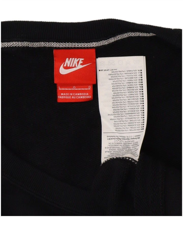 Pulover pentru femei NIKE cu mânecă scurtă, UK 16, mare, negru, bumbac