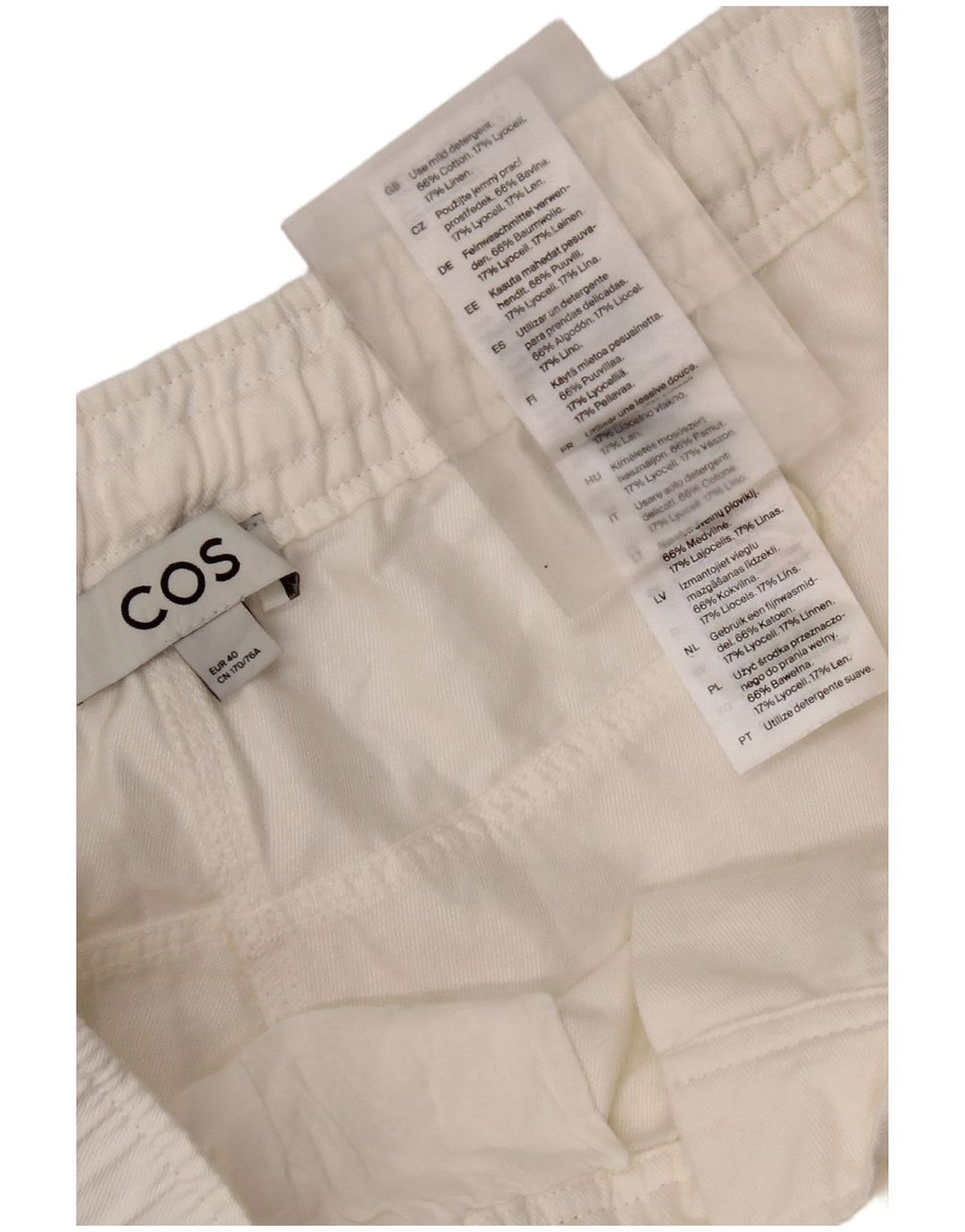 Pantaloni Chino Drepți Cos, Bumbac Alb Mediu
