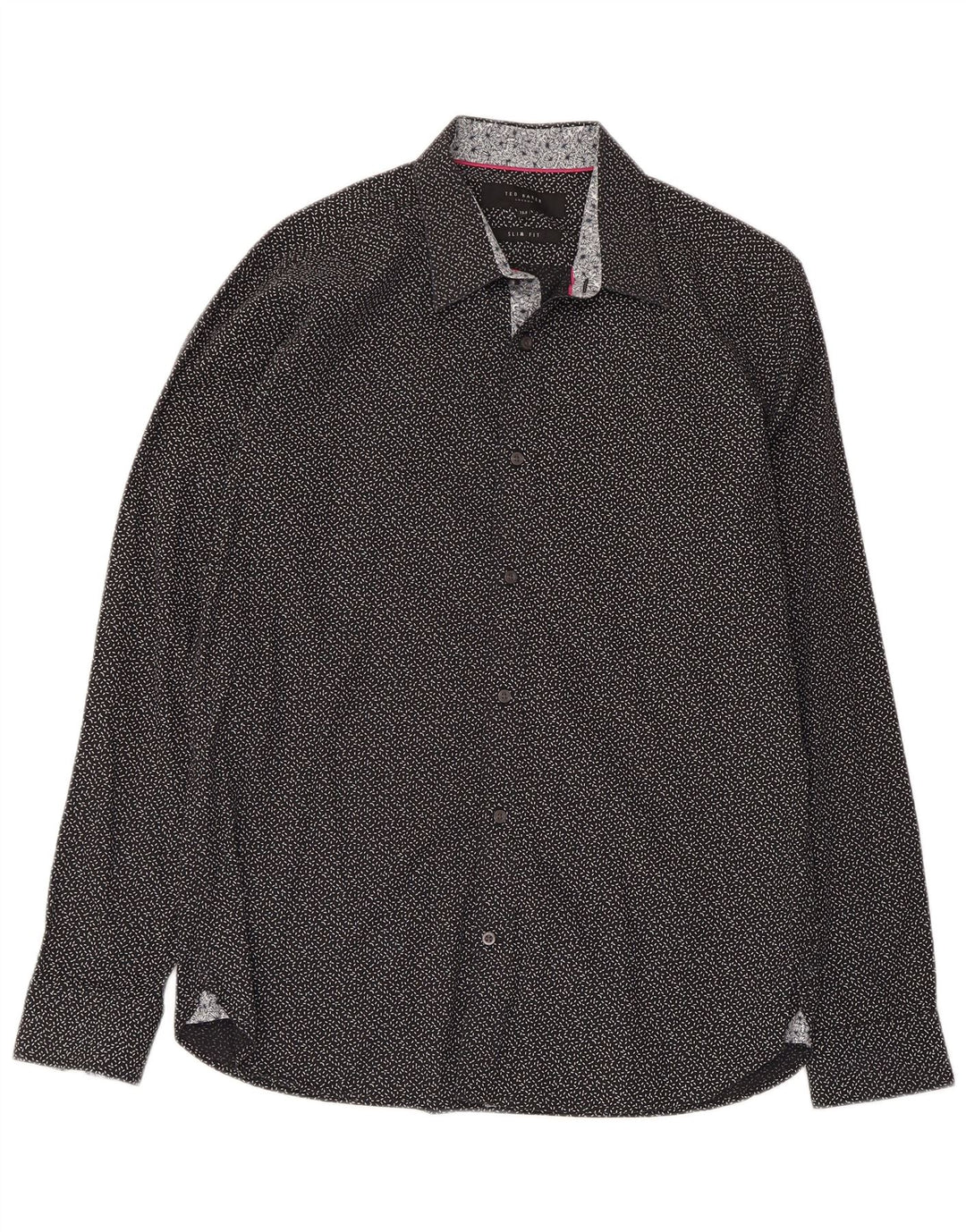Cămașă Slim Fit Ted Baker pentru bărbați, cu model abstract, mărime 15 1/2 mediu negru