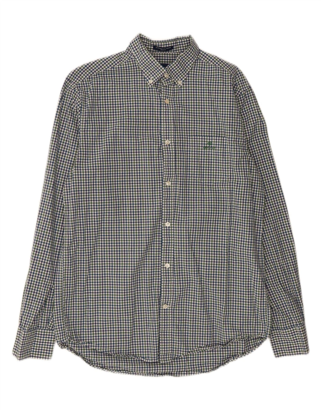 GANT Mens Regular Fit Shirt Size 39/40 15 3/4 Medium Green Gingham Cotton Vintage Gant and Second-Hand Gant from Messina Hembry 