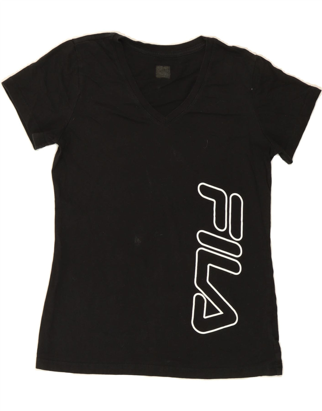 FILA Womens Graphic T-Shirt Top UK 12 Medium Black Cotton Vintage Fila and Second-Hand Fila from Messina Hembry 