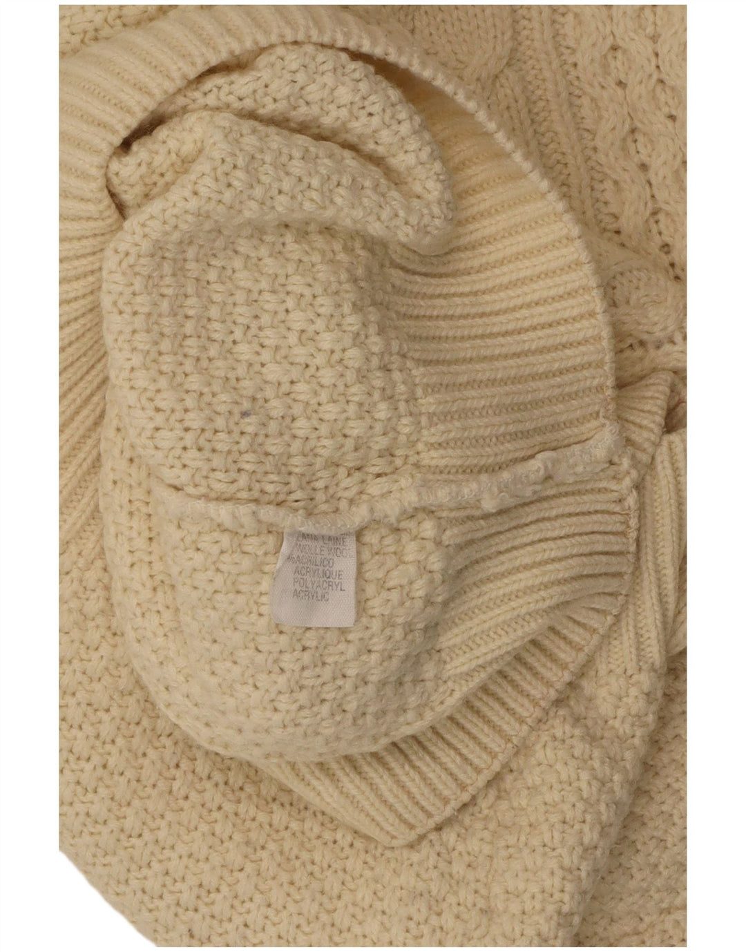 VINTAGE Pulover cu gât rulat pentru femei UK 18 XL din lână albă