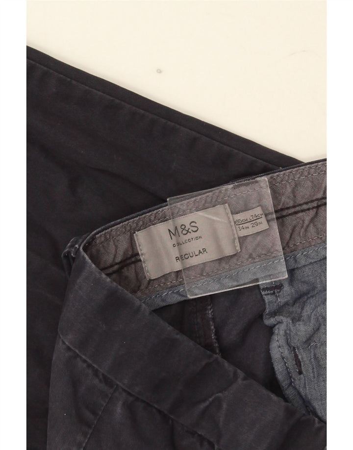Pantaloni chino obișnuiți pentru bărbați Marks & Spencer L34 L29 Bumbac bleumarin