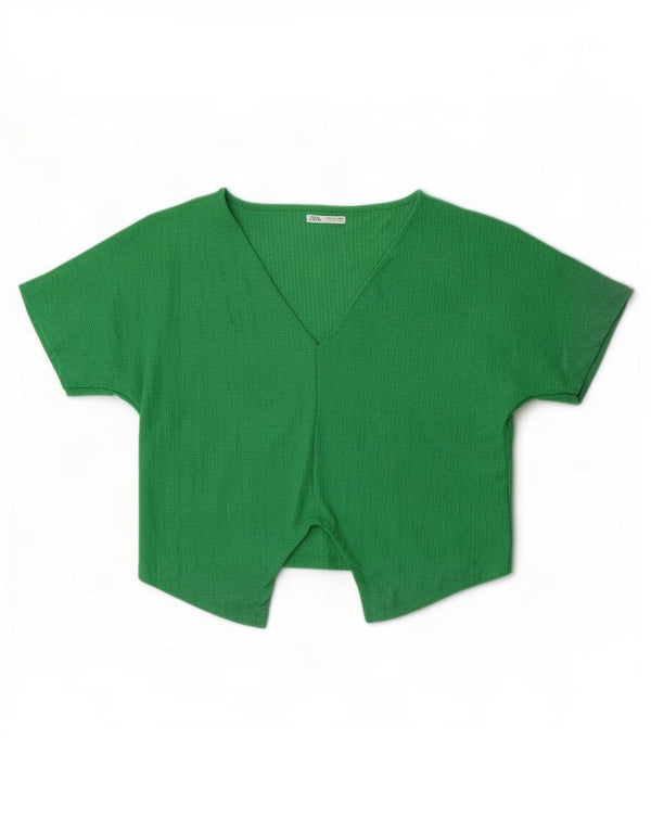 Bluză de top pentru femei Zara UK 16, mare, verde, poliester