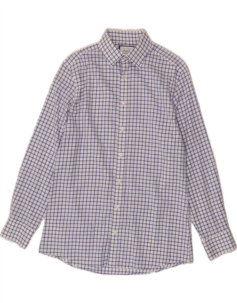 CHARLES TYRWHITT Mens Slim Fit Flannel Shirt Size 16 41 Large Blue Check Vintage Charles Tyrwhitt and Second-Hand Charles Tyrwhitt from Messina Hembry 