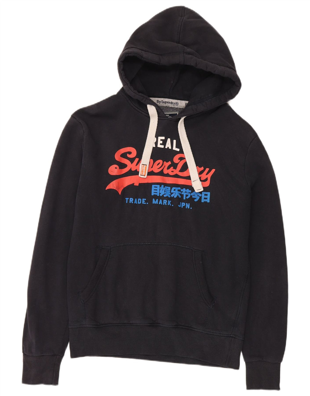 Pulover cu glugă grafic Superdry pentru bărbați, bumbac mediu negru