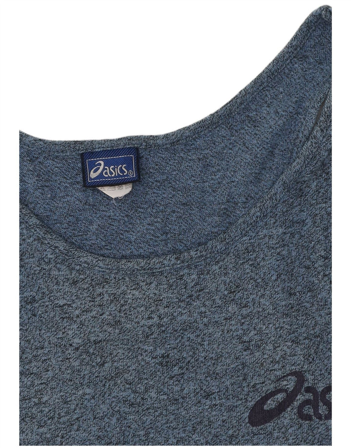 Top cu vestă grafică ASICS pentru femei UK 14, mare, albastru, bumbac cu pete