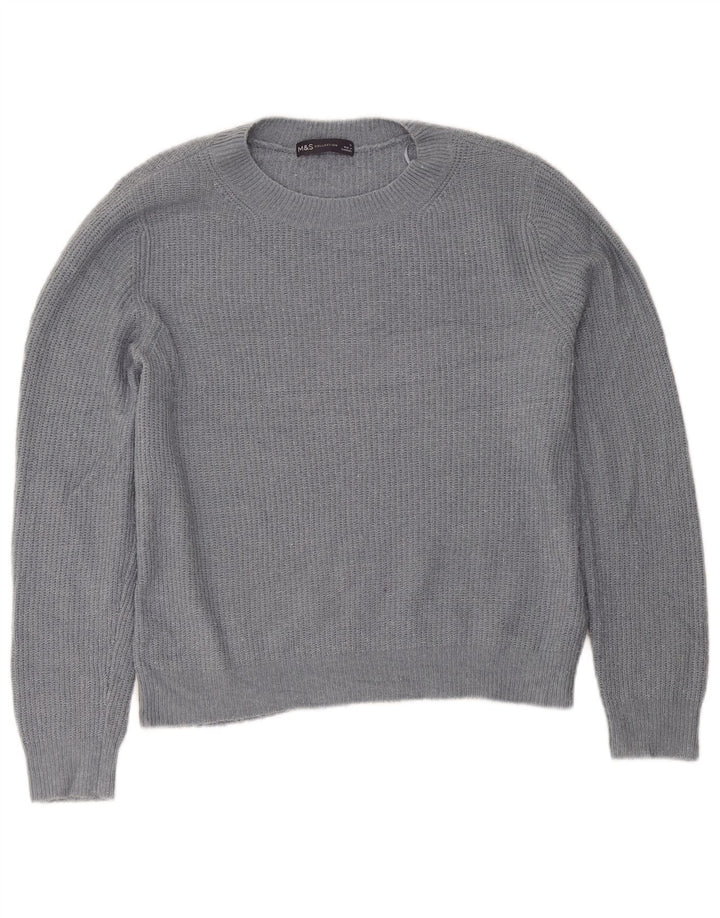 Pulover pentru femei Marks & Spencer cu decolteu rotund UK 12 Medium Gri Acrilic