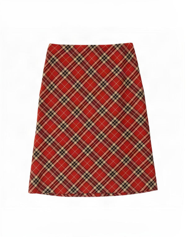 Fusta midi vintage pentru femei IT 46 Large W32 Red Carid Wool Wool