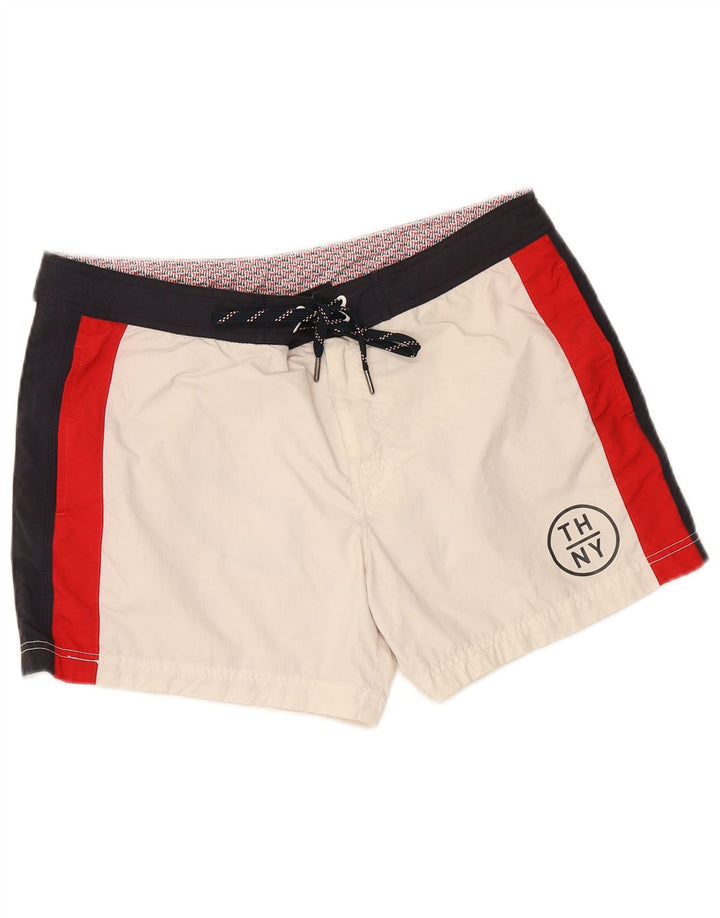 TOMMY HILFIGER Pantaloni scurți de înot cu grafică pentru bărbați, mari, alb, color block