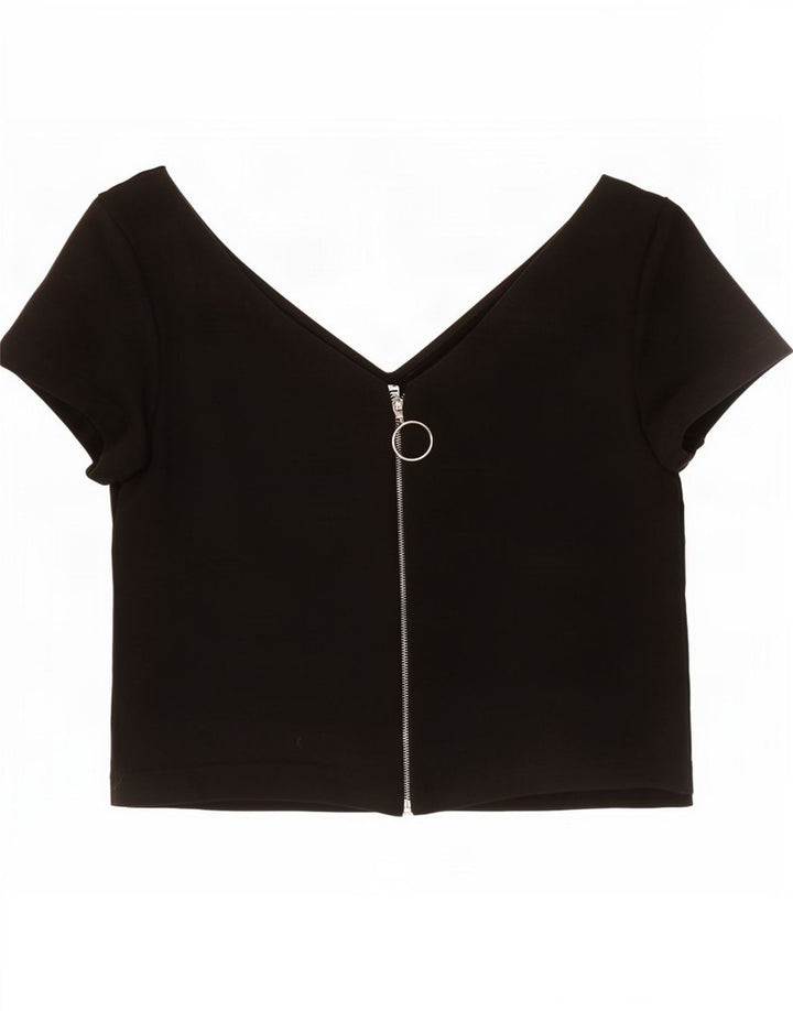 Crop Top pentru femei Zara UK 14 Poliester negru mare
